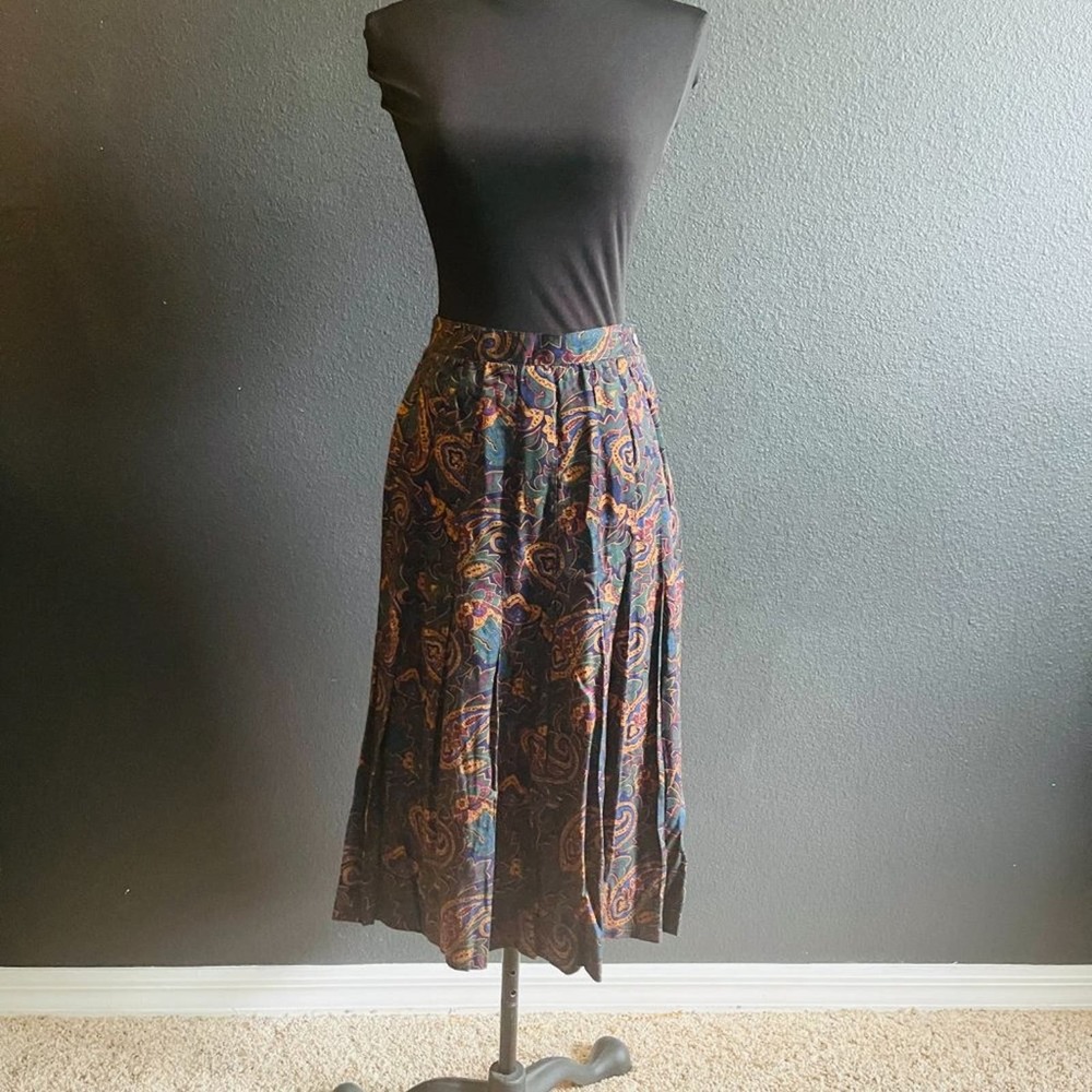 Herman Geist Women's Vintage Paisley Pleated Skirt Size 12 - Picture 7 of 12